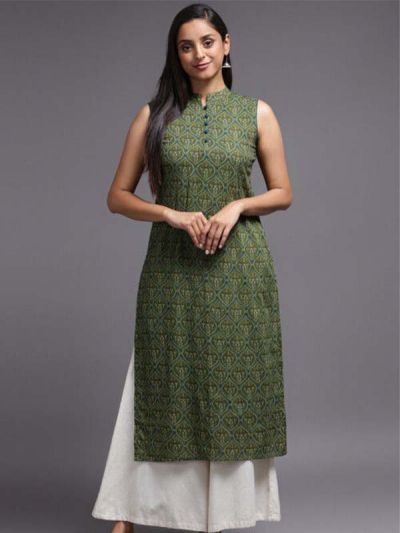 KU TBF925 Ships in 11 days Printed Rayon Straight Kurta in Green 4131 Reviews on 