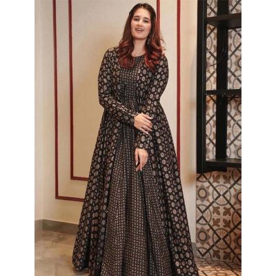 Ready to Ship Printed Cotton Gown in Black 4131 Reviews on 