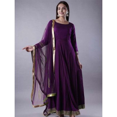 KUR387 Ready to Ship Gota Lace Rayon Abaya Style Suit in Dark Magenta 4.0 (4131) on 