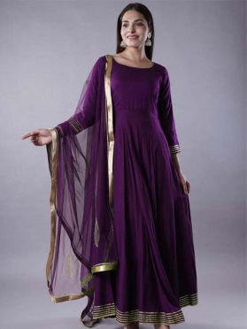 KUR387 Ready to Ship Gota Lace Rayon Abaya Style Suit in Dark Magenta 4.0 (4131) on 