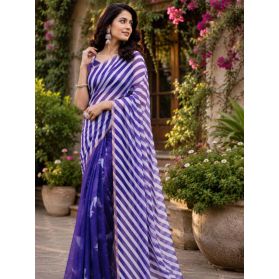  SKU SEJ2617 Ships in 11 days Pre-stitched Chanderi Cotton Saree in Purple
