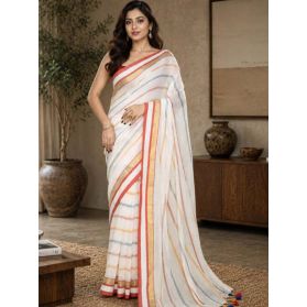  SKU SEJ2626 Ships in 11 days Woven Cotton Saree in White 4131 Reviews on 