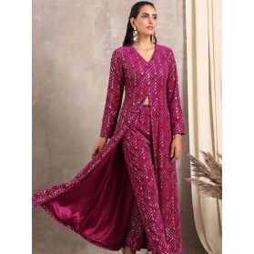 SKU TWR247 Ships in 14 days Embroidered Velvet Front Slit A Line Kurta in Fuchsia 4131 Reviews on 