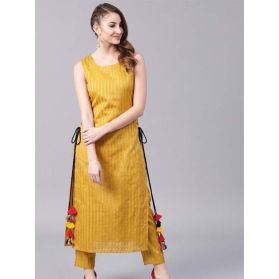  SKU TWR235 Ships in 14 days Woven Pure Cotton Straight Kurta in Mustard 4131 Reviews on 