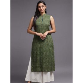 KU TBF925 Ships in 11 days Printed Rayon Straight Kurta in Green 4131 Reviews on 