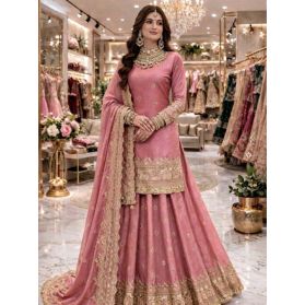  SKU LAE64 Ships in 11 days Embroidered Satin Silk Lehenga in Pink 4131 Reviews on 