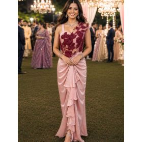 SKU SSEA10775 Ships in 14 days Pre-stitched Satin Saree in Pink 4131 Reviews on 