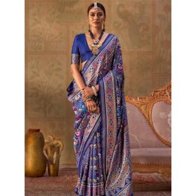 SKU SSEA10899 Ships in 14 daysNew Patola Art Silk Saree in Navy Blue 4131 Reviews on 